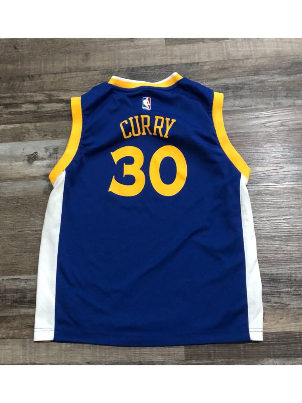 Adidas Golden State Warriors Stephen Curry Youth Large NBA Jersey Blue Yellow - Picture 2 of 5